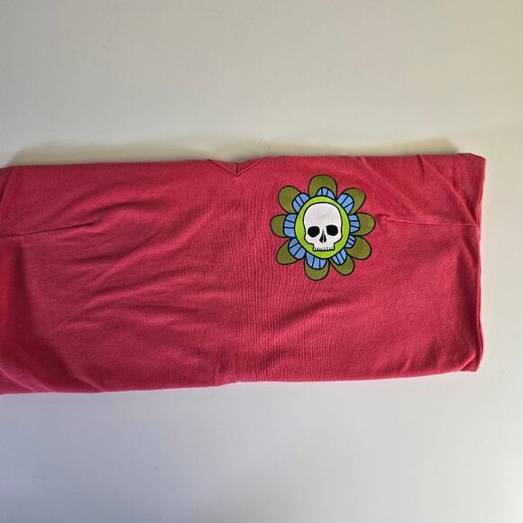 Twice Shy Floral Skull Salmon Colored Organic Fashion Tank Top size Large - Picture 12 of 12